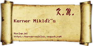 Kerner Miklós névjegykártya
